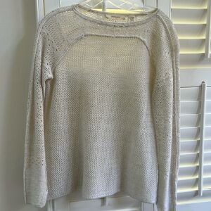 Cashmere/ linen blend see through knit sweater